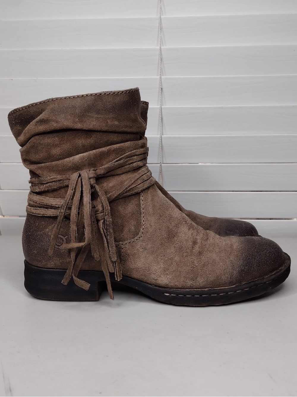 Born Cross Sz 7M Leather Boho Western Ankle Boots - Picture 5 of 13